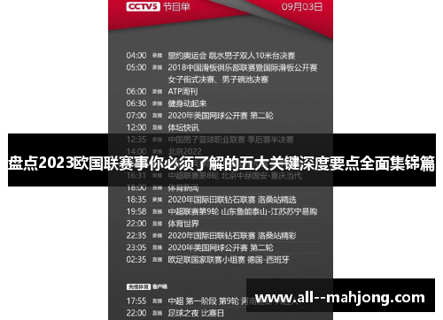 盘点2023欧国联赛事你必须了解的五大关键深度要点全面集锦篇